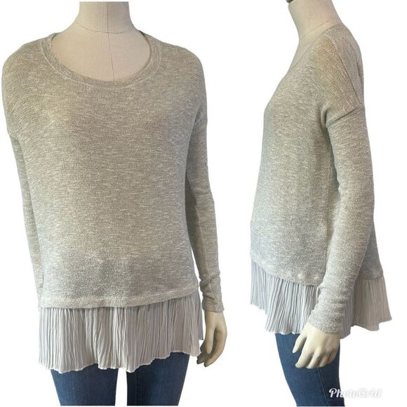Abercrombie & Fitch Oversized Sparkling Knit with Pleated Chiffon Hem Sweater - Picture 3 of 13